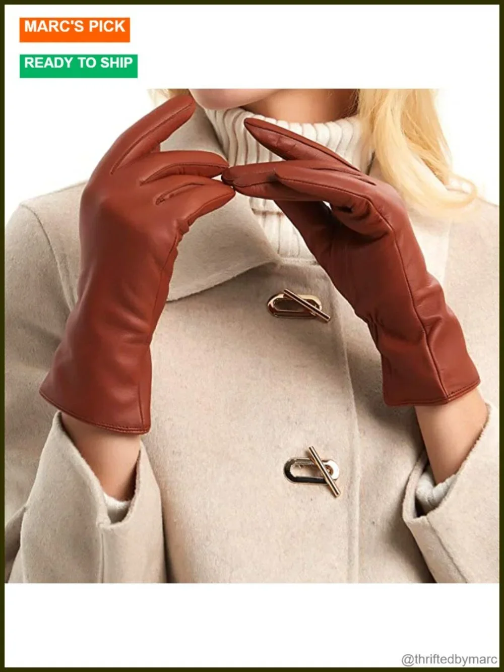 Real Nappa Lambskin Leather Gloves Cashmere Lining Touchscreen